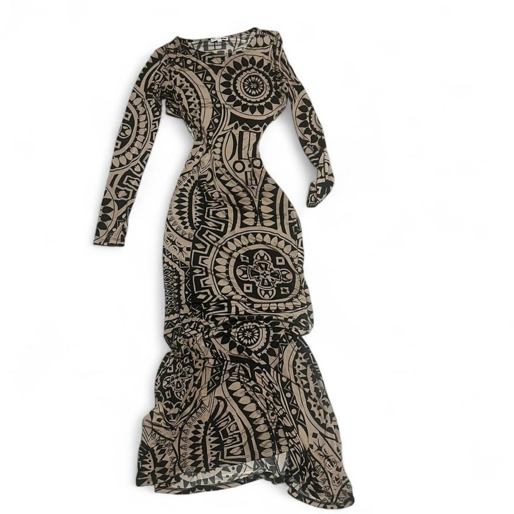Fashion Nova Patterned Long Sleeve Dress NWOT